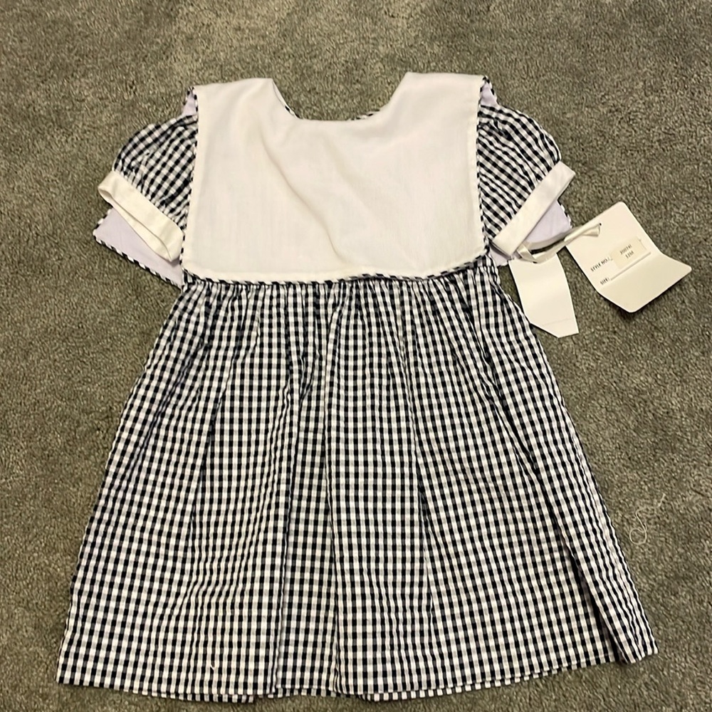 NWT navy gingham 12month girl dress with collar (never worn)
